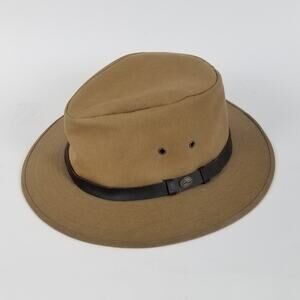 Australian Outback Collection Hat Safari Fitted Mens 2XL Brown Waxed Cotton Logo